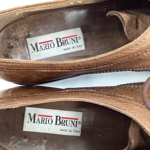 Vtg Mario Bruni Men\'s Jets Brown Leather Oxfords Dress Shoes Made in Italy Sz 11 main image 11